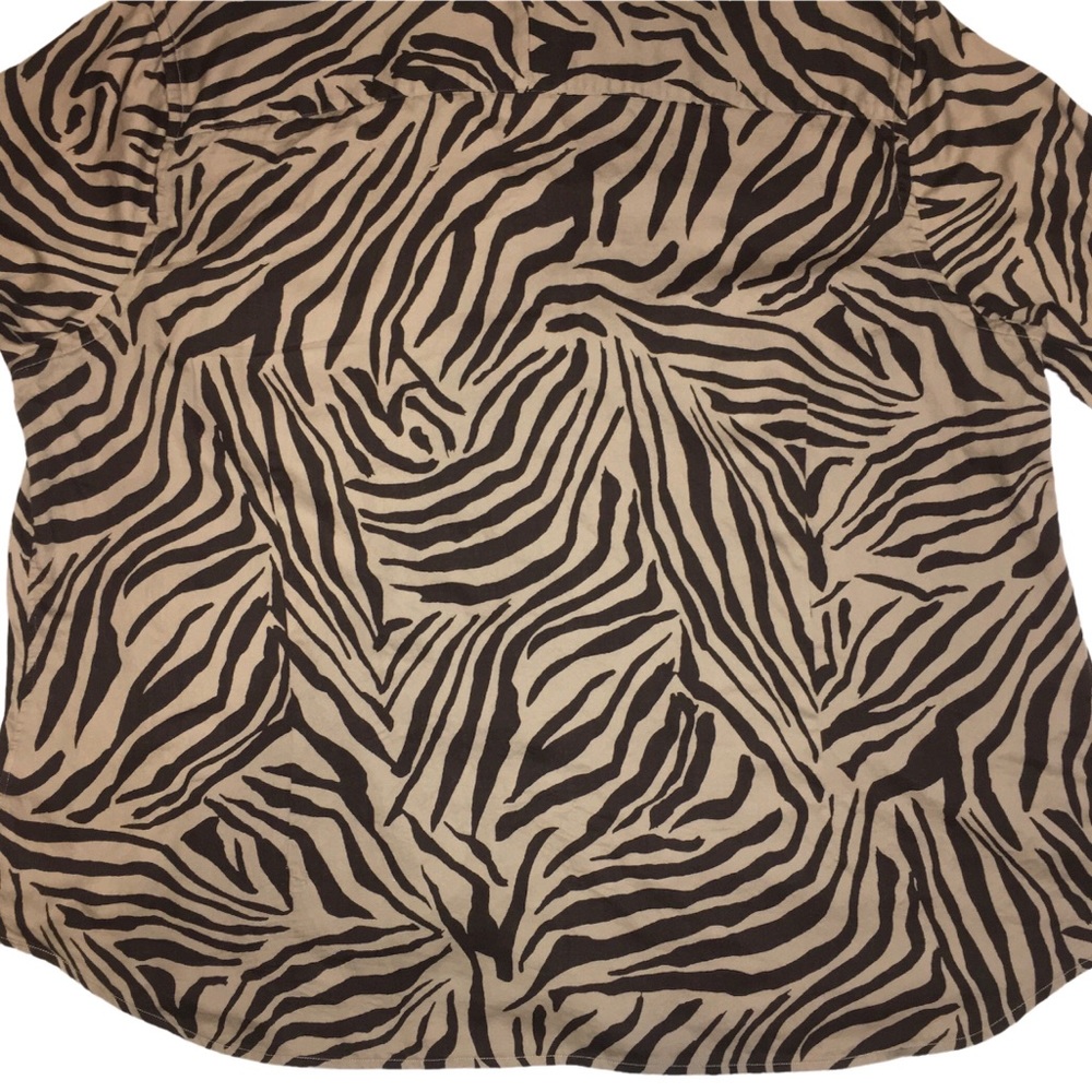 Animal Print Button Down Shirt, Chaps Zebra Print Top, Tiger, 3/4 Sleeve Plus 3x - Picture 11 of 14